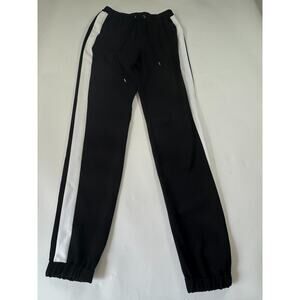 Michael Kors Women’s Black White Stripe Track Pants XS Joggers Drawstring Waist